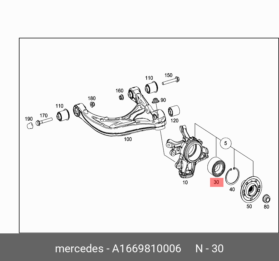 Подшипник ступичный задний : gle/gls/gl w166 - Mercedes A 166 981 00 06