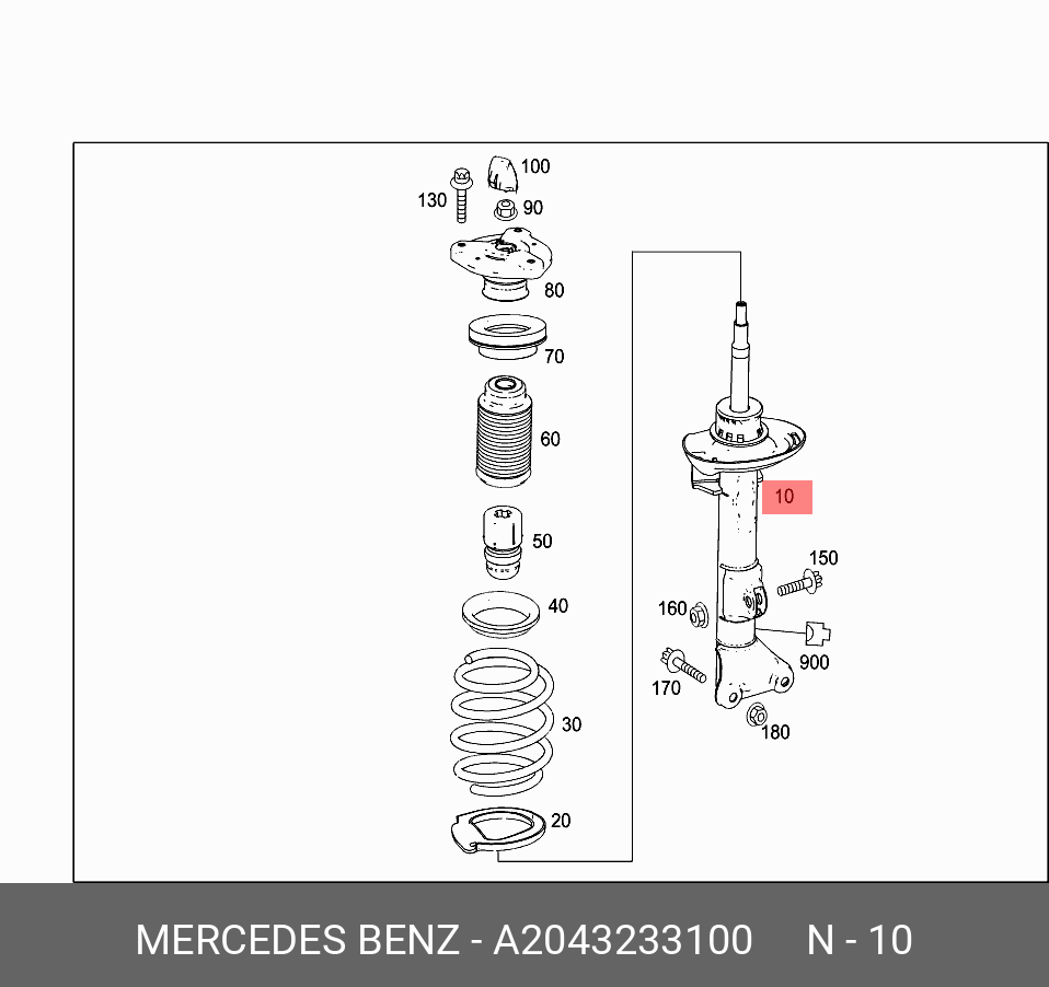 Стойка амортизаторная передняя - Mercedes A 204 323 31 00