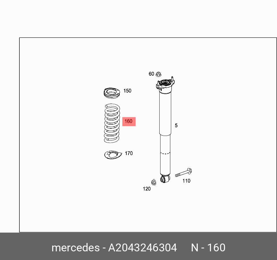 Пружина подвески винтовая - Mercedes A 204 324 63 04