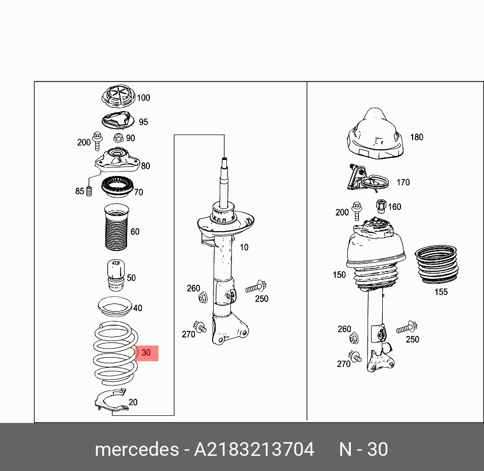 Пружина передняя - Mercedes A 218 321 37 04
