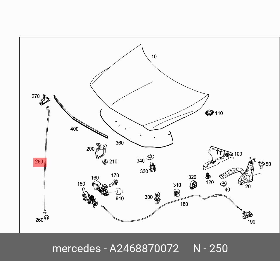 Опорная стойка капота - Mercedes A 246 887 00 72