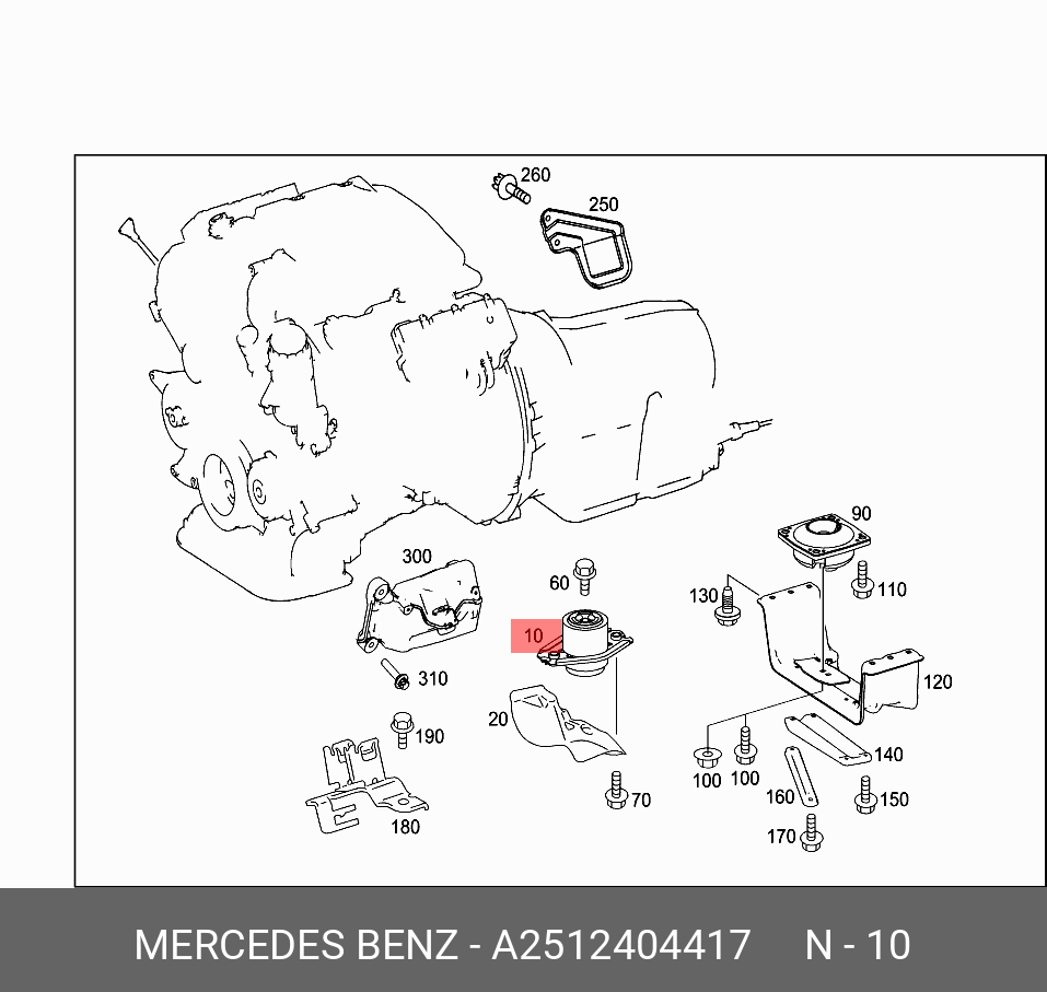 Опора двигателя | перед прав | - Mercedes A 251 240 44 17