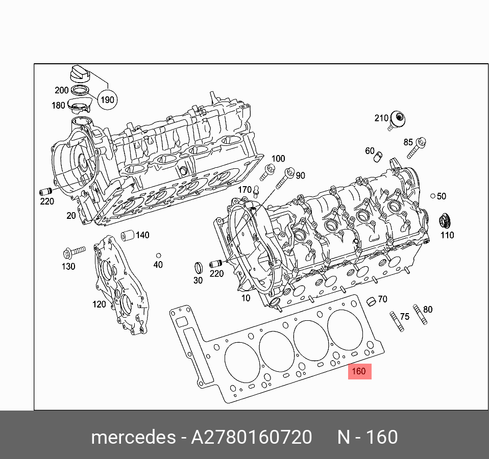 Прокладка блока цилиндров - Mercedes A 278 016 07 20