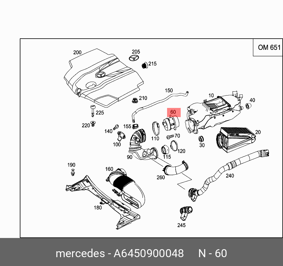Датчик массового расхода воздуха ДВС - Mercedes A6450900048