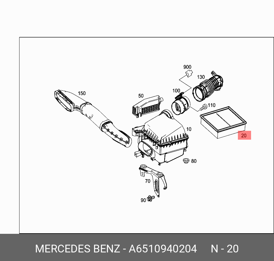 Фильтр воздушный - Mercedes A 651 094 02 04