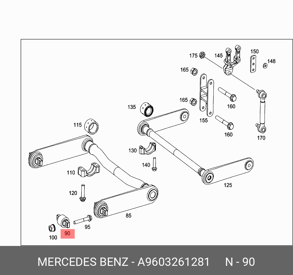 Опора стабилизатора подвески - Mercedes A 960 326 12 81