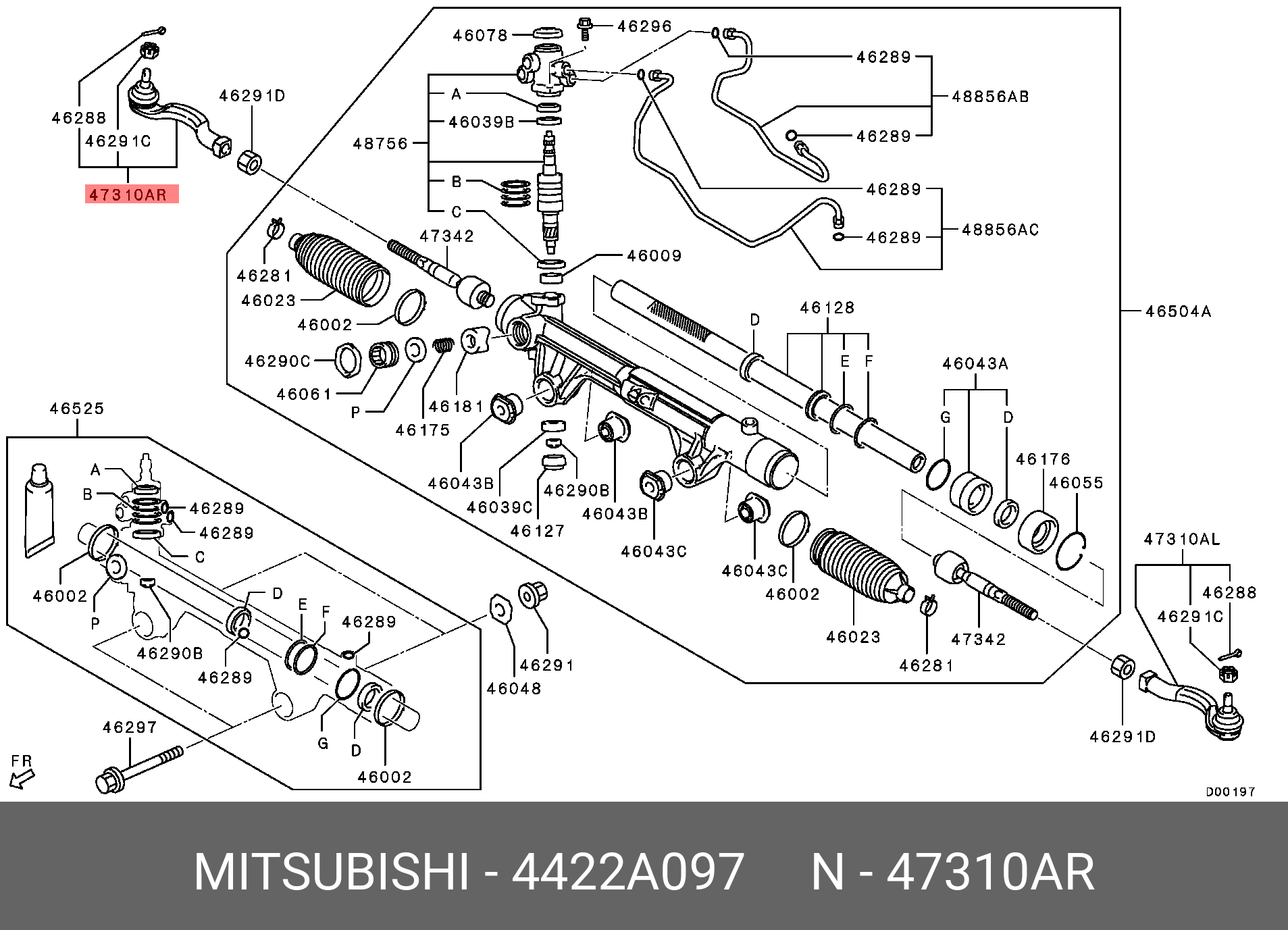 Наконечник рулевой тяги - Mitsubishi 4422A097
