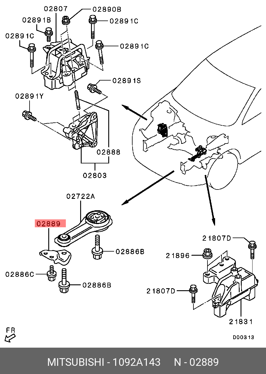 Кронштейн опоры ДВС - Mitsubishi 1092A143