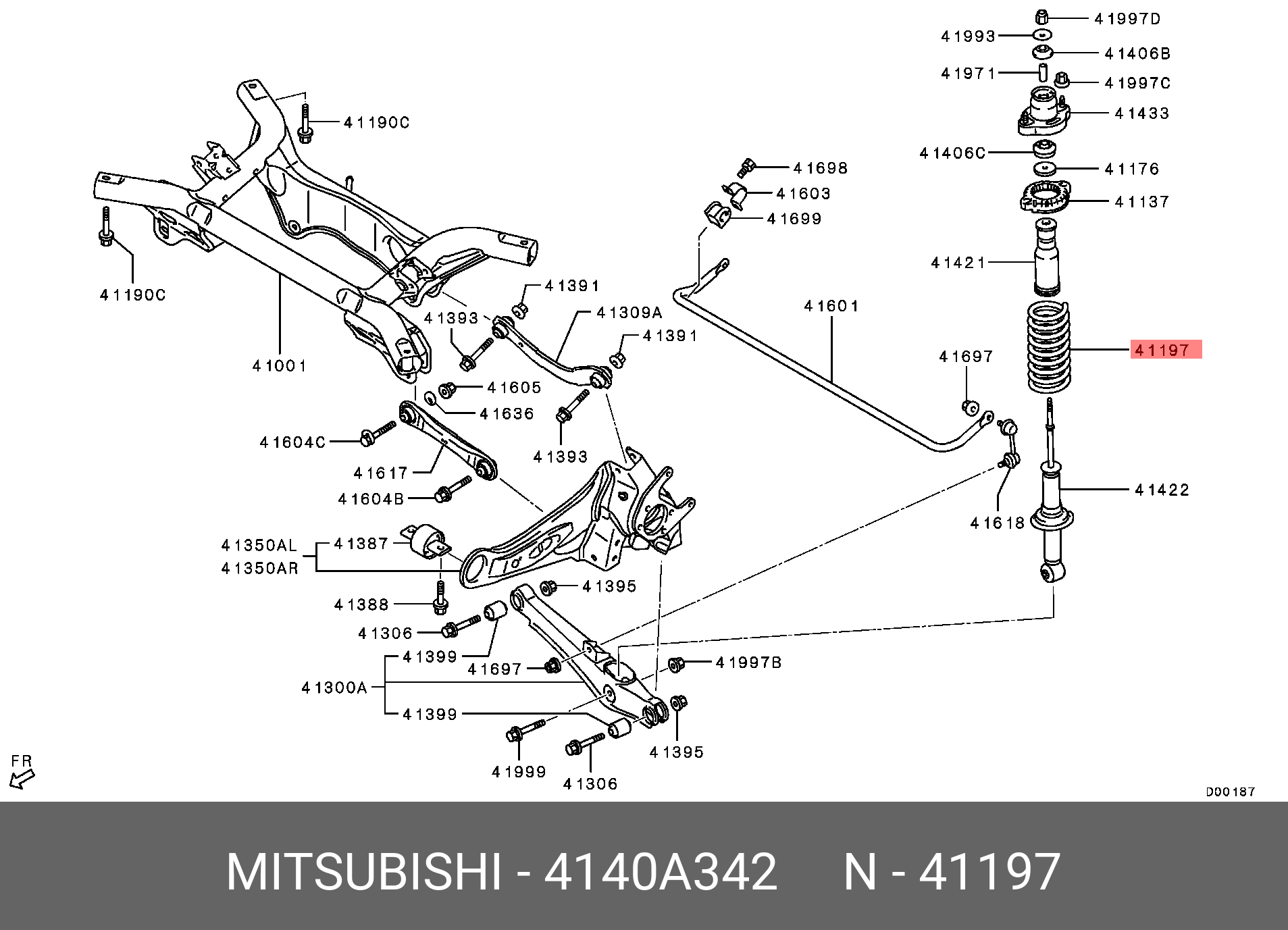Пружина ходовой части | зад | - Mitsubishi 4140A342