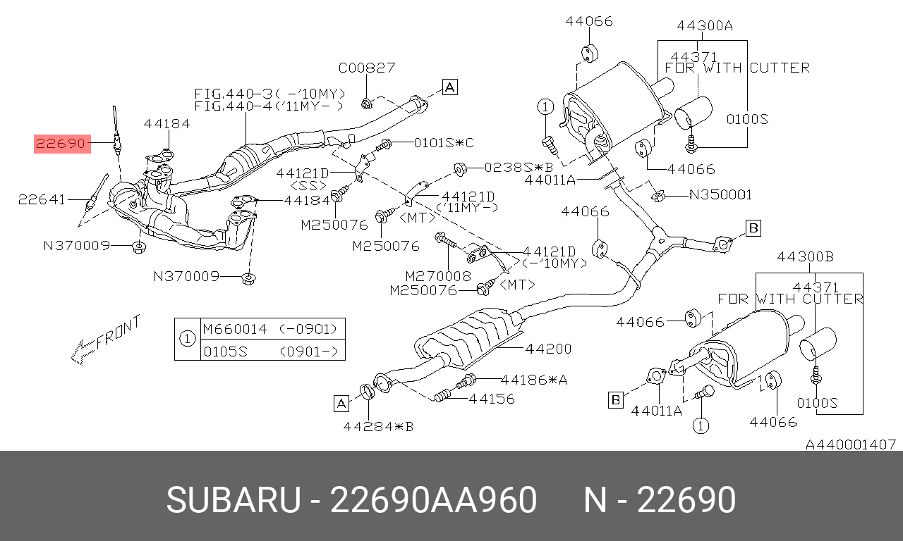 Датчик кислородный - Subaru 22690-AA960