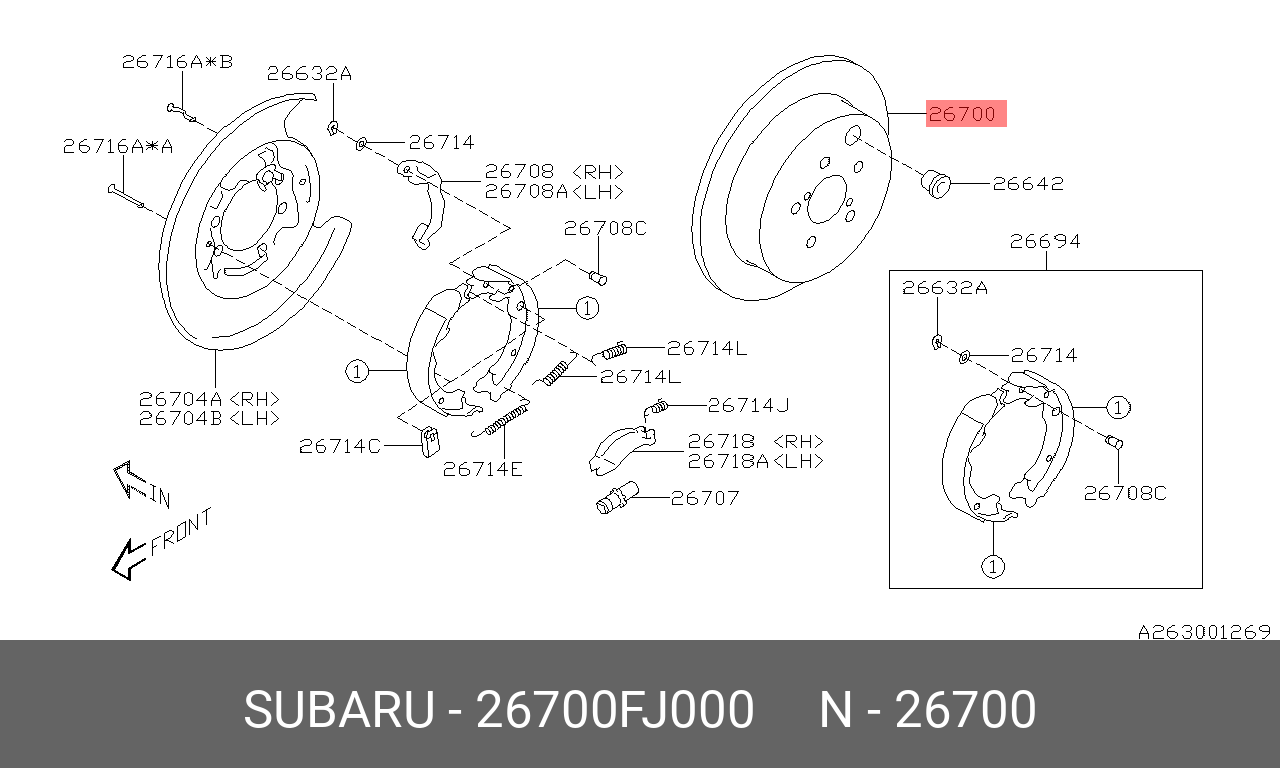 Диск тормозной | зад | - Subaru 26700-FJ000