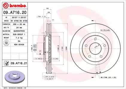 Диск тормозной Standard | перед | - Brembo 09.A716.20