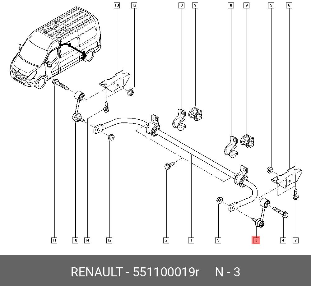 Стойка стабилизатора | зад | - Renault 55 11 000 19R