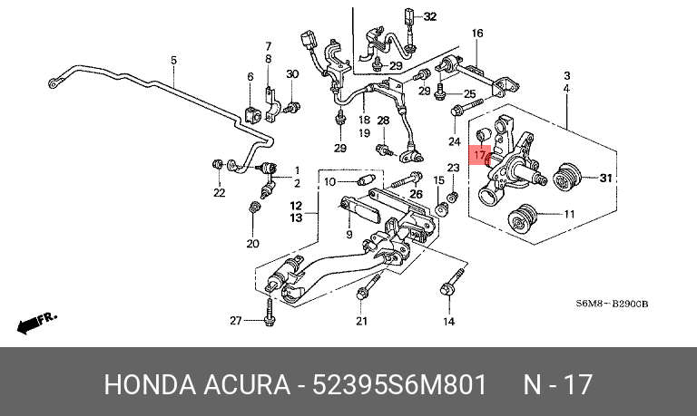 Сайлентблок | зад | - Honda 52395-S6M-801