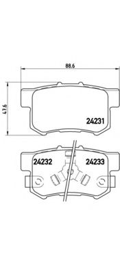 Колодки тормозные дисковые | зад | - Brembo P 28 051