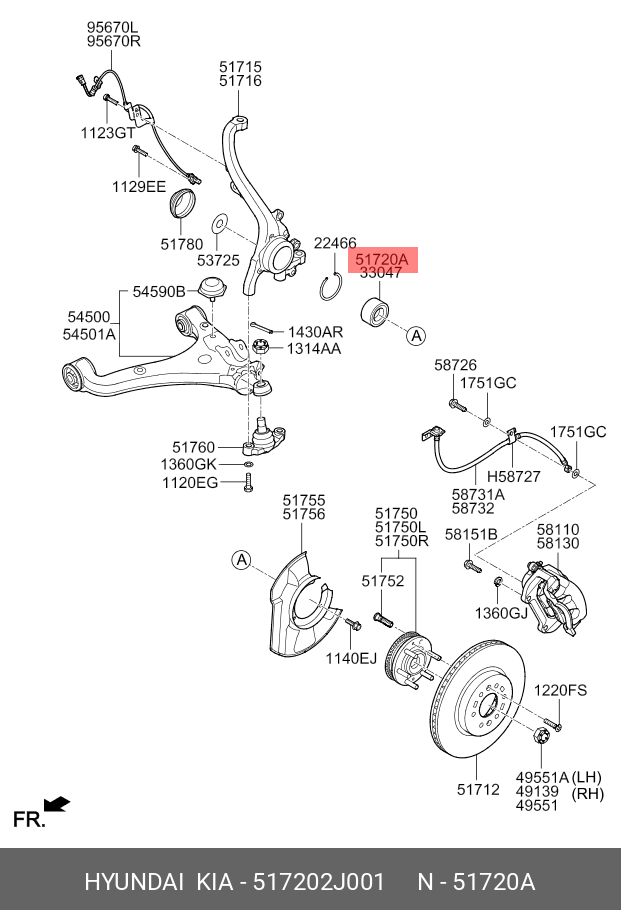 Подшипник ступицы колеса | перед | - Hyundai/Kia 51720-2J001