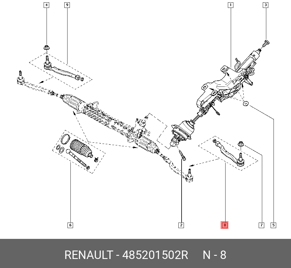 Наконечник рулевой тяги | лев | - Renault 48520-1502R