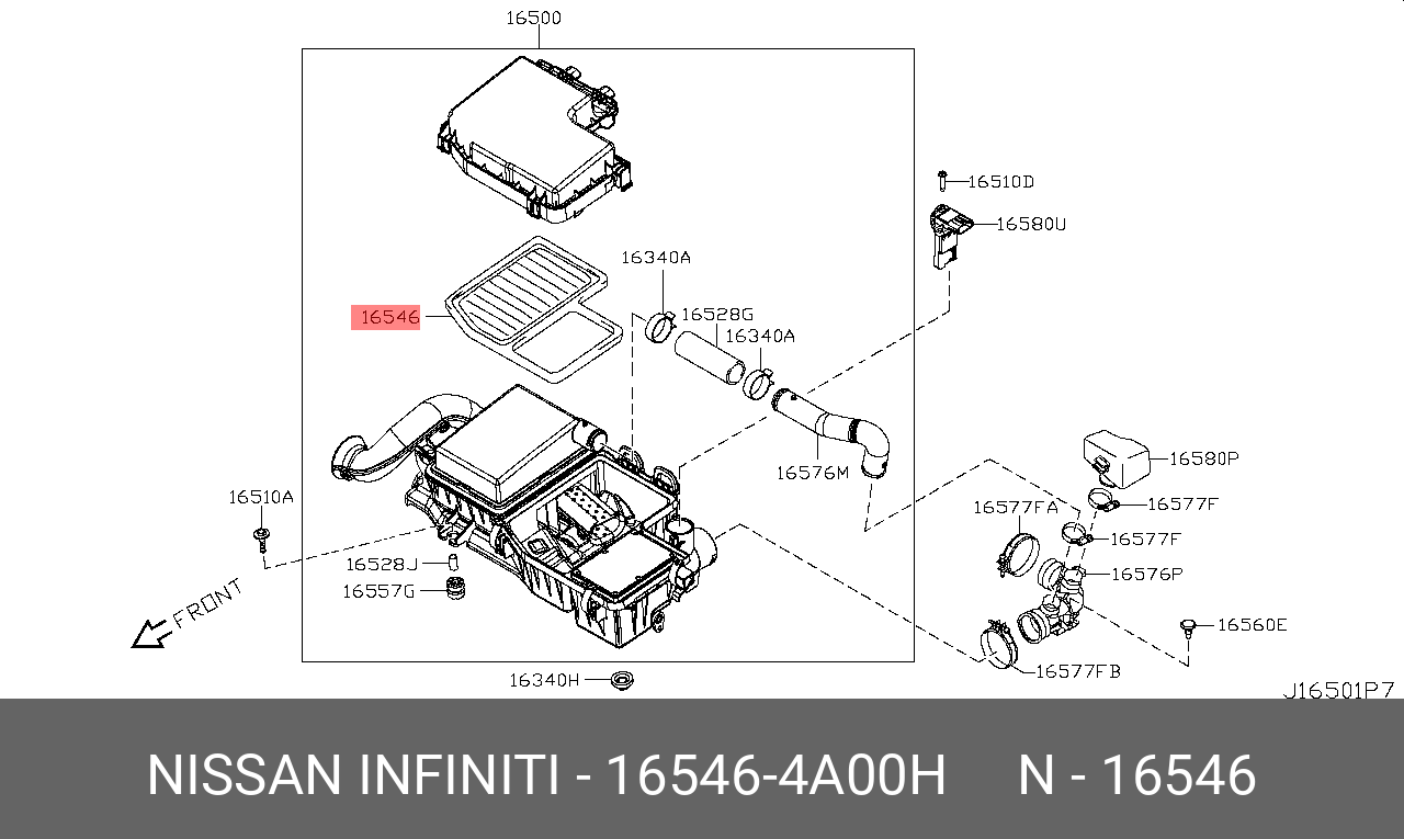 Фильтр воздушный - Nissan 16546-4A00H