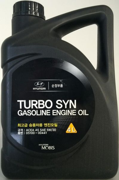 фото – Масло моторное синтетическое Turbo SYN Gasoline 5W-30, 4л Hyundai/Kia 05100-00441