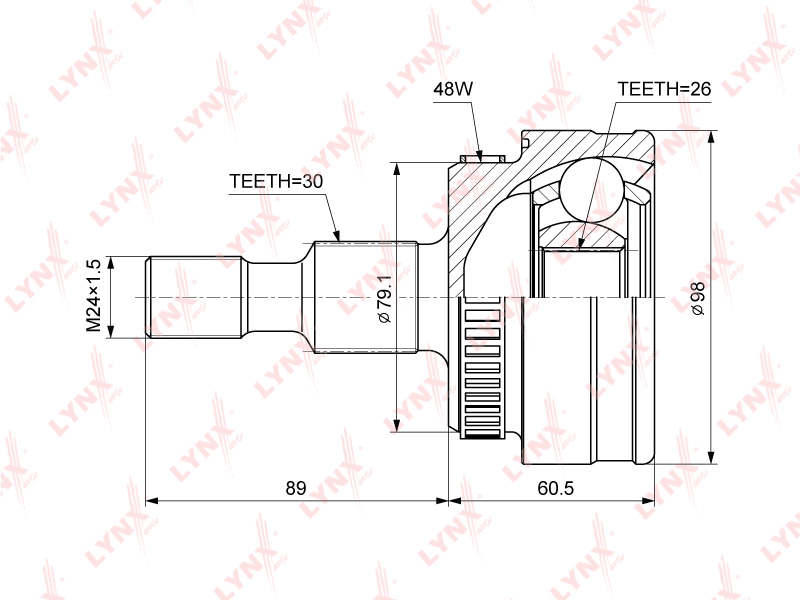 Шрус наружный | перед правлев | LYNXauto                CO-3840A