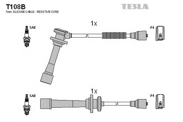 Комплект высоковольтных проводов - Tesla T108B