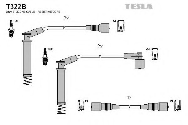 Комплект высоковольтных проводов - Tesla T322B